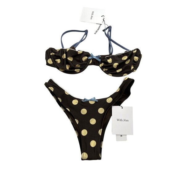 With Jean Jeanie Bikini Top & Bikini Bottoms in Layla Big Dot - Picture 1 of 5